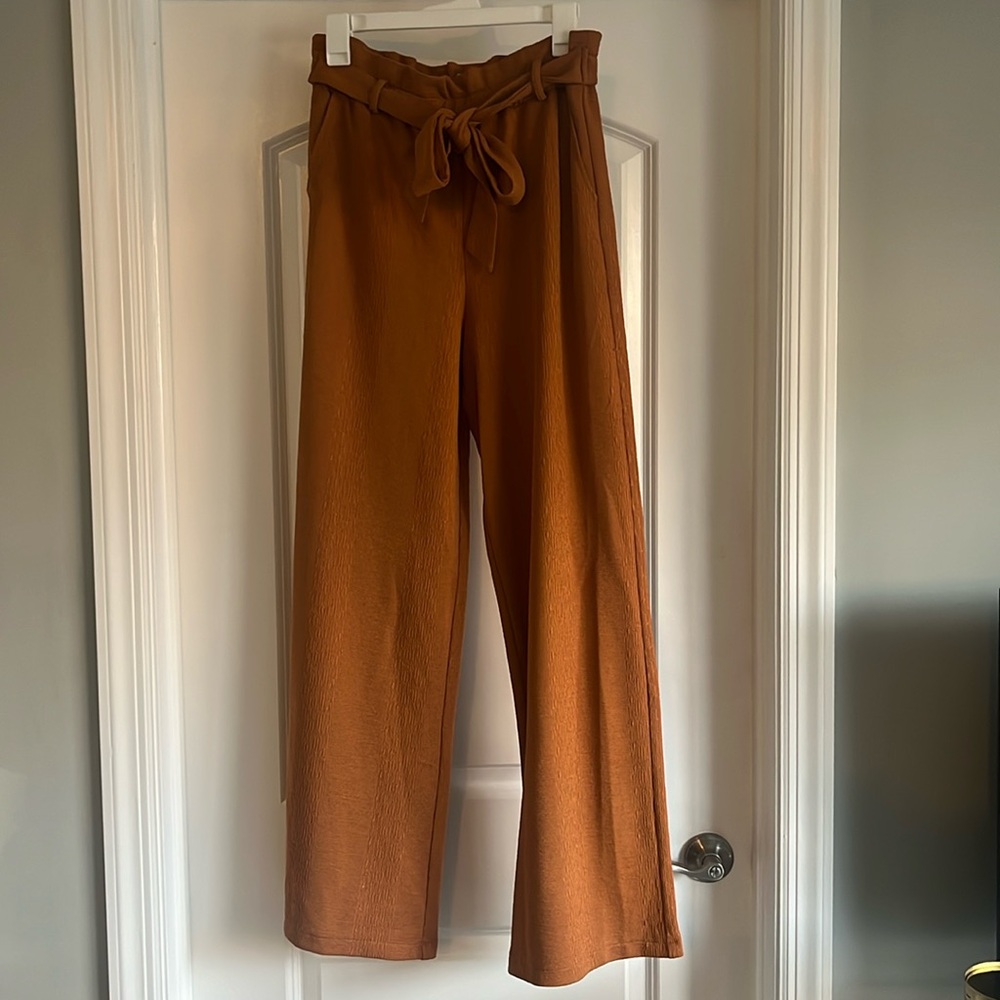 Golden brown flowy pants